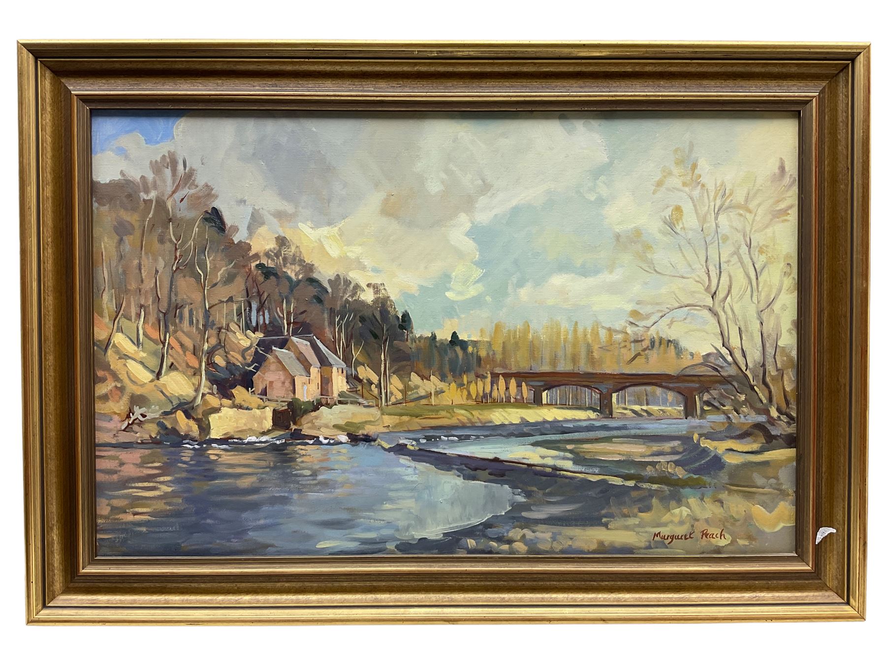 Margaret Peach (British 20th century): Swains Lane Wellington, oil on canvas signed 44cm x 70cm