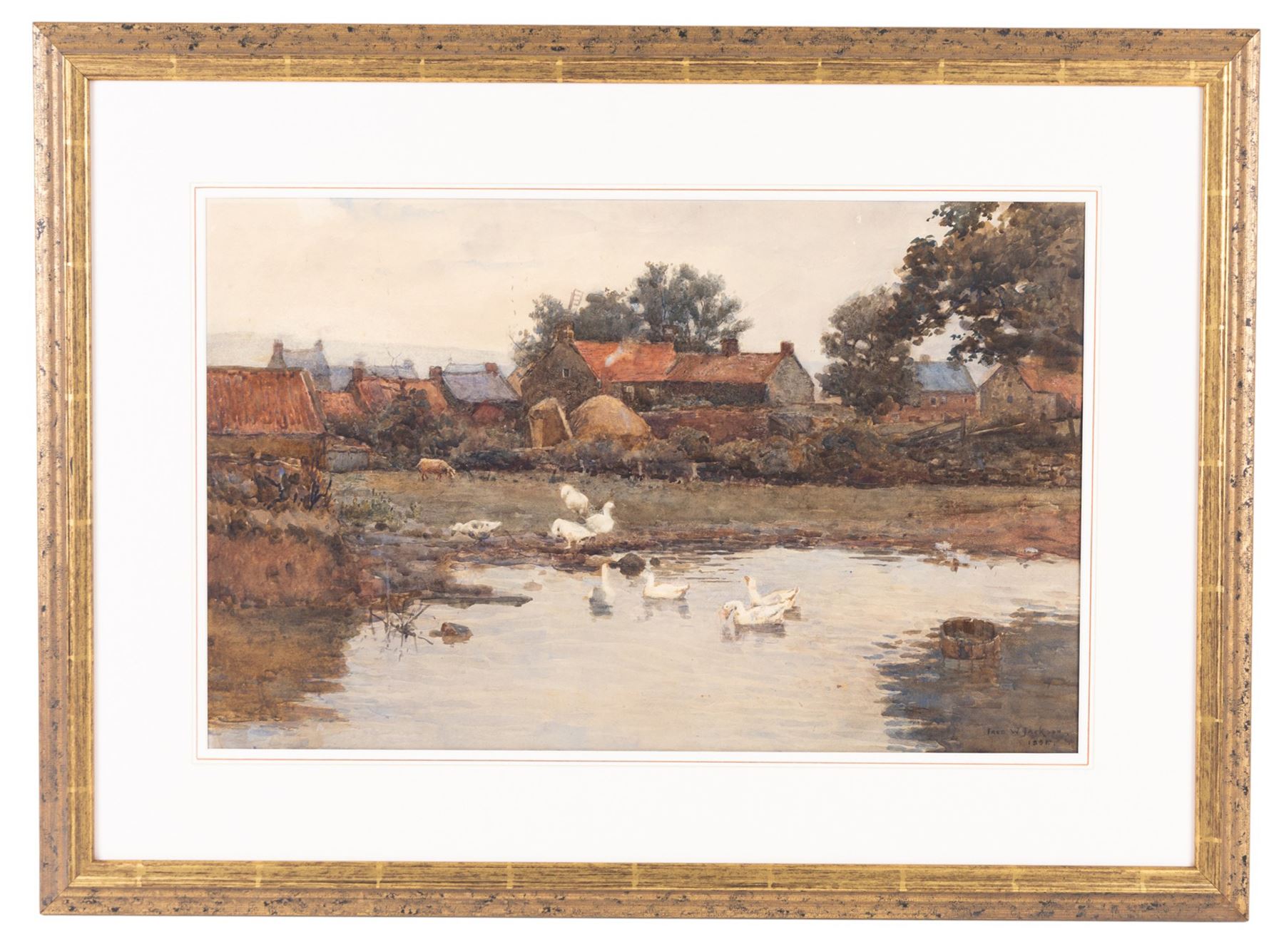 Frederick William Jackson (Staithes Group 1859-1918): The Duck Pond Hinderwell, watercolour signed and dated 1895, 33cm x 52cm 
