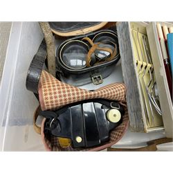 Ekco transistor portable radio, Kodak Brownie Cresta camera in case, Castle & Co Hull binoculars in case, 1970s and later annuals to include Beano, 1926 The Picture Show annual, silver-plate etc