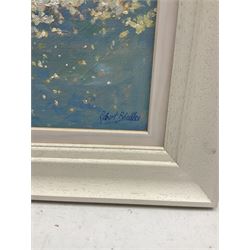 Robert Brindley (British 1949-): 'Sparkling Lights at Staithes Harbour', oil on board signed, titled verso 26cm x 20cm