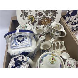 Masons Ironstone ceramics, including Double Landscape pattern plate and jar and cover, Fruit Basket pattern tea pots, etc, in two boxes