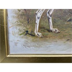 Hannah H Kent (British late 19th century): ‘Marquis of Lorne’ Greyhound Portrait, oil on board signed, titled on mount 33cm x 43cm 