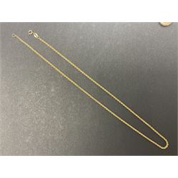 9ct gold jewellery, including opal ring and two other stone set rings, locket and rope twist chain 