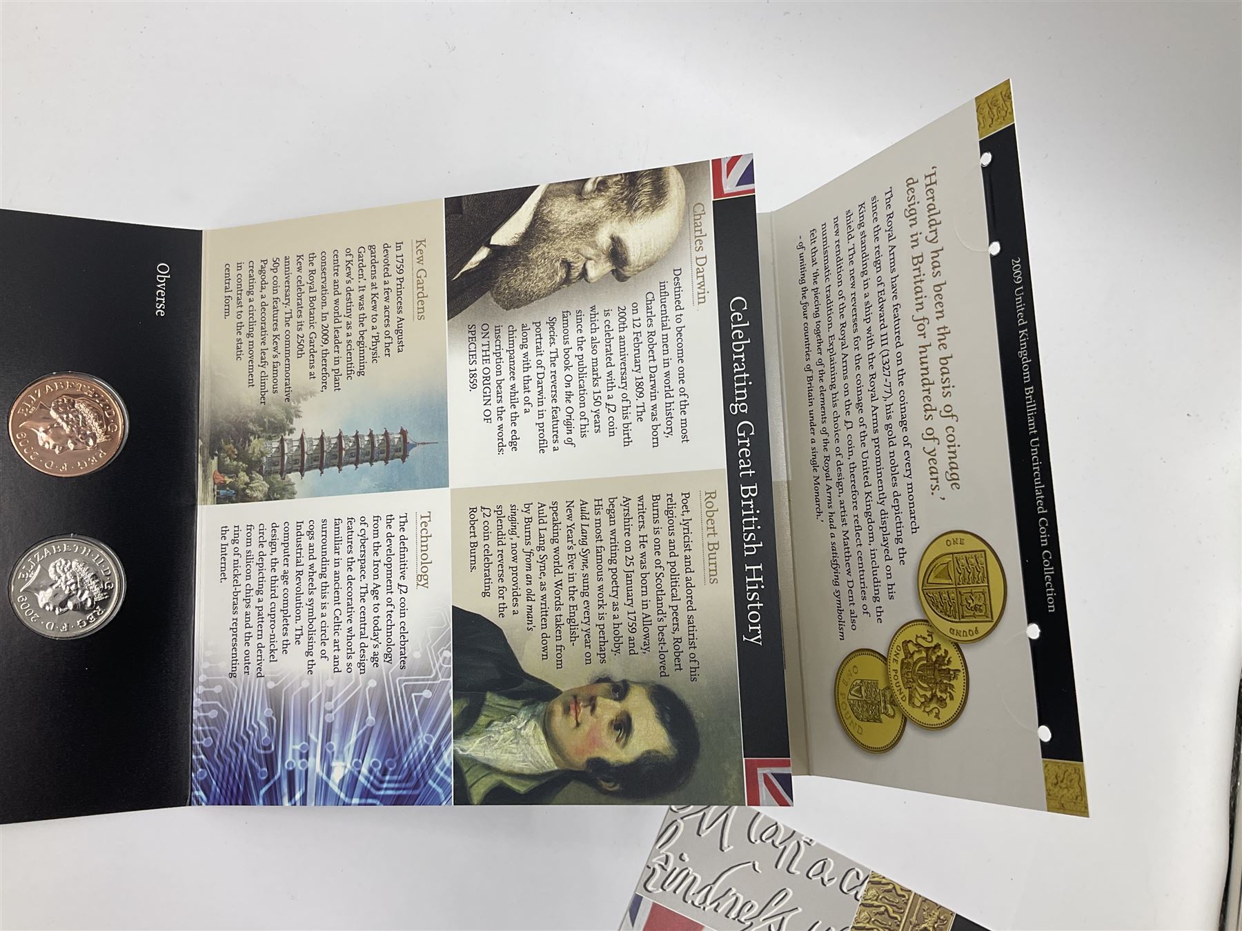 The Royal Mint United Kingdom 2009 brilliant uncirculated coin collection, including Kew Gardens fifty pence, in card folder