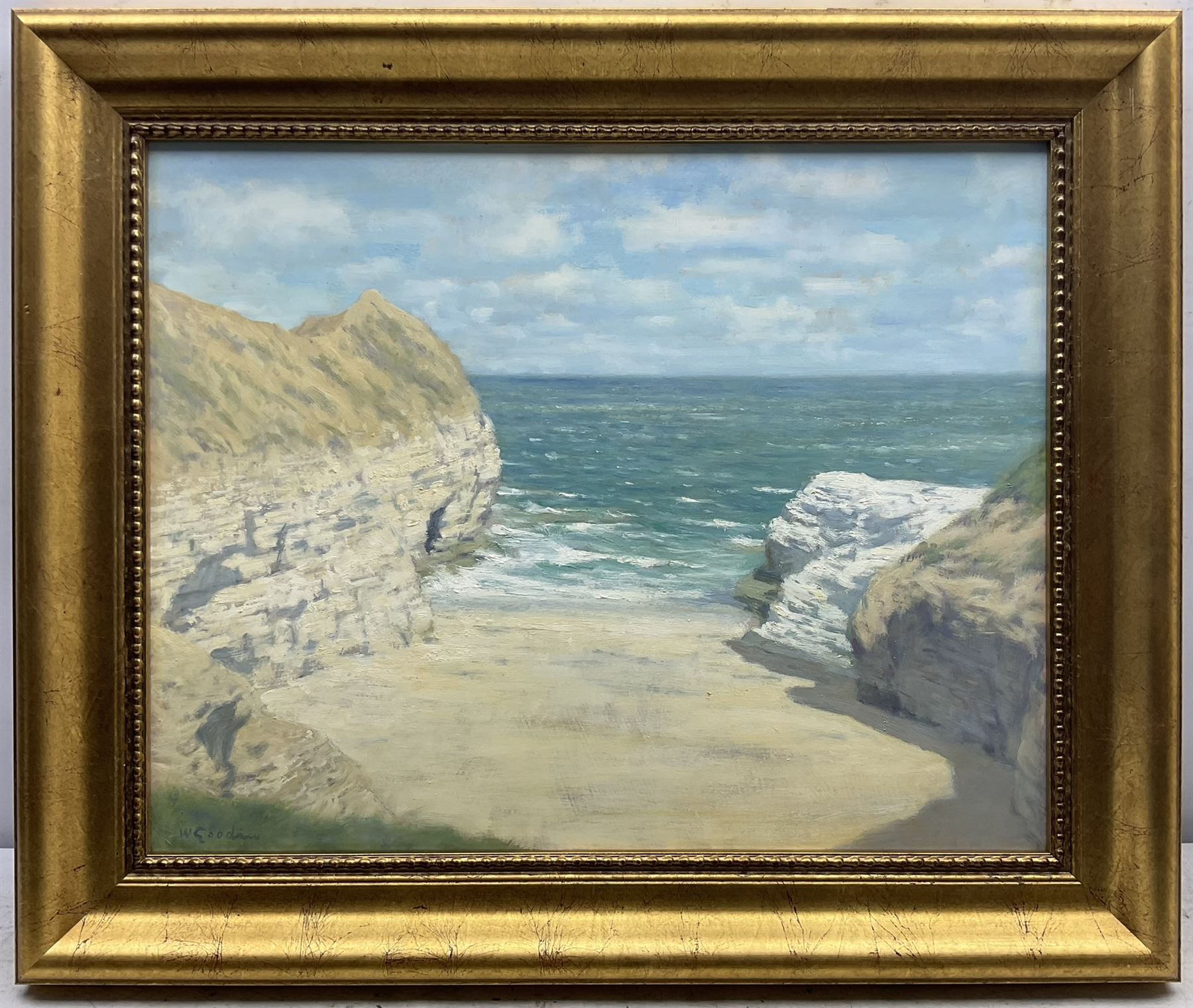 Walter Goodin (British 1907-1992): Little Thornwick Bay Flamborough, oil on board signed 39cm x 49cm