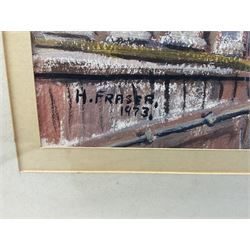 Hector Fraser (British 1919-2013): 'Fishing Boats - Bridlington', gouache signed and dated 1973, titled verso 35cm x 45cm 