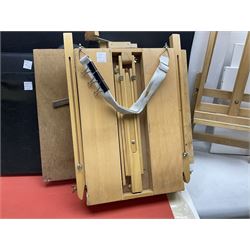 Large quantity of art supplies and equipment to include Crimson & Blake easel, tabletop easel, two large Winsor & Newton canvases and further smaller canvanses, sketchpads, paints etc