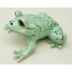  David Burnham studio pottery model of a Frog, with monogram to base, L18cm   