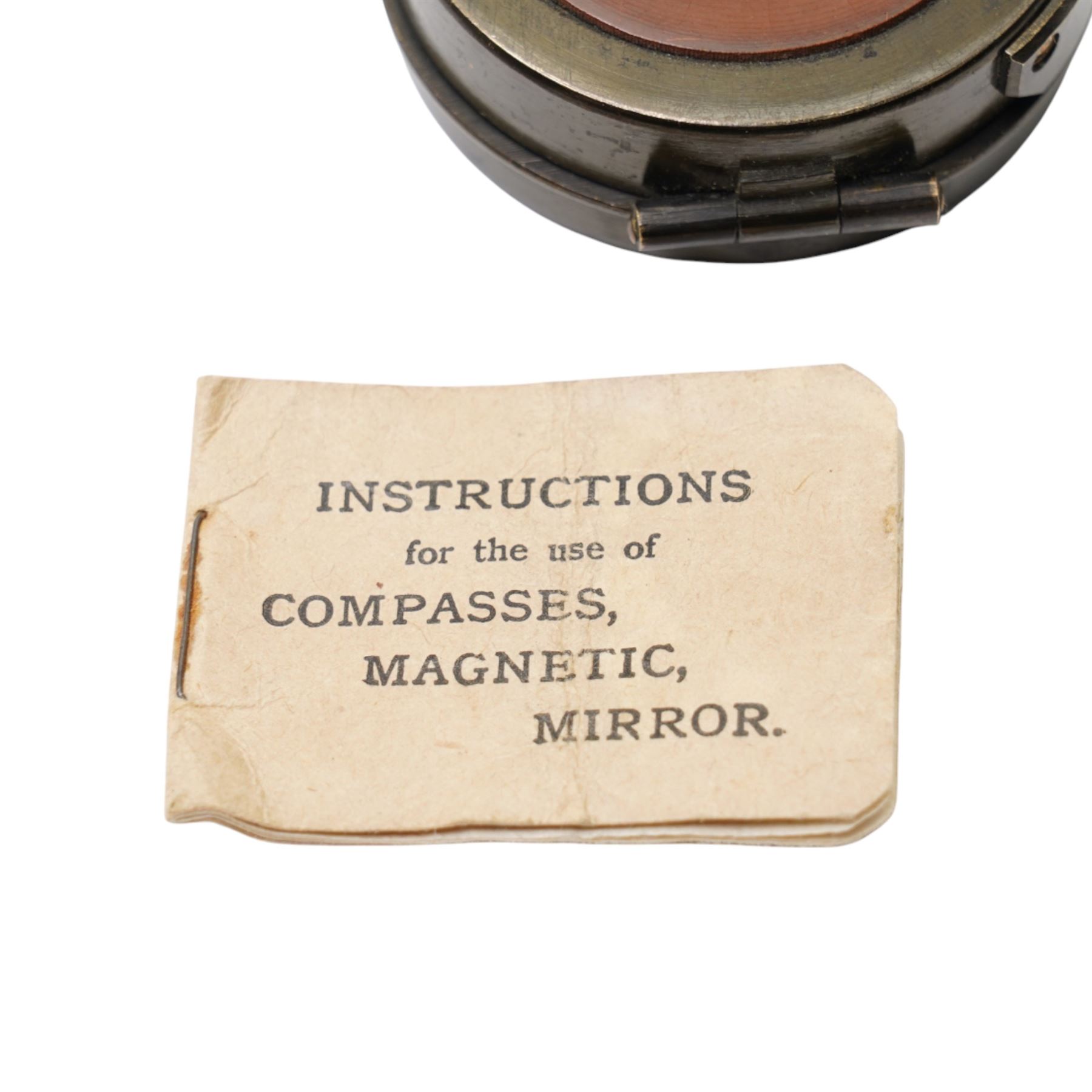 WW1 Mirror Compass by S Mordan & Co No.7063 dated 1918 with instruction book 