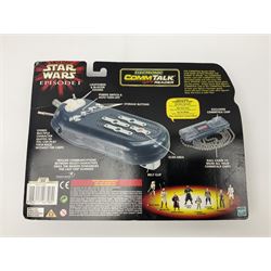 Star Wars - twenty-four Star Wars Episode One figures in card backed packaging; Collections 1, 2 and 3 with Electronic Commtalk reader for each figure's commtalk chip.