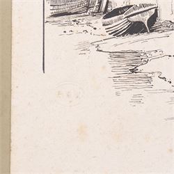 Harry Wanless (British c1872-1934): 'Scarborough' Harbour by Moonlight, watercolour signed with ESK (Kensington School) blind stamp, titled and dated 1895 verso 16cm x 21cm; Charles Edward Wanless (circa 1875-1938), 'Tweddill's Yard Sandside' Scarborough, pen and ink signed with initials and titled 27cm x 21cm and two original photographs by the artist (unframed) (4)
Provenance: private collection purchased 'Wanless Family Studio Sale' David Duggleby 15th June 2009 Lots 16 & 29