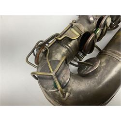 Early 20th century Elkhart Pan American C-Melody saxophone, Patd. Sept.14 1915, no.1153489, serial no.P27678; in fitted hard carrying case with crook