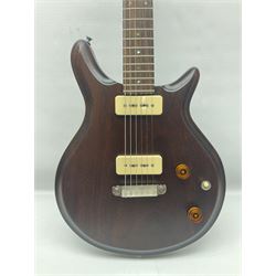 2008 Dan Macpherson 'JJ' English hand-made mahogany electric guitar, L95cm overall; in Ritter soft carrying case.