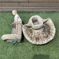 Cast stone ornament of a kneeling boy with a water feature  - THIS LOT IS TO BE COLLECTED BY APPOINTMENT FROM DUGGLEBY STORAGE, GREAT HILL, EASTFIELD, SCARBOROUGH, YO11 3TX