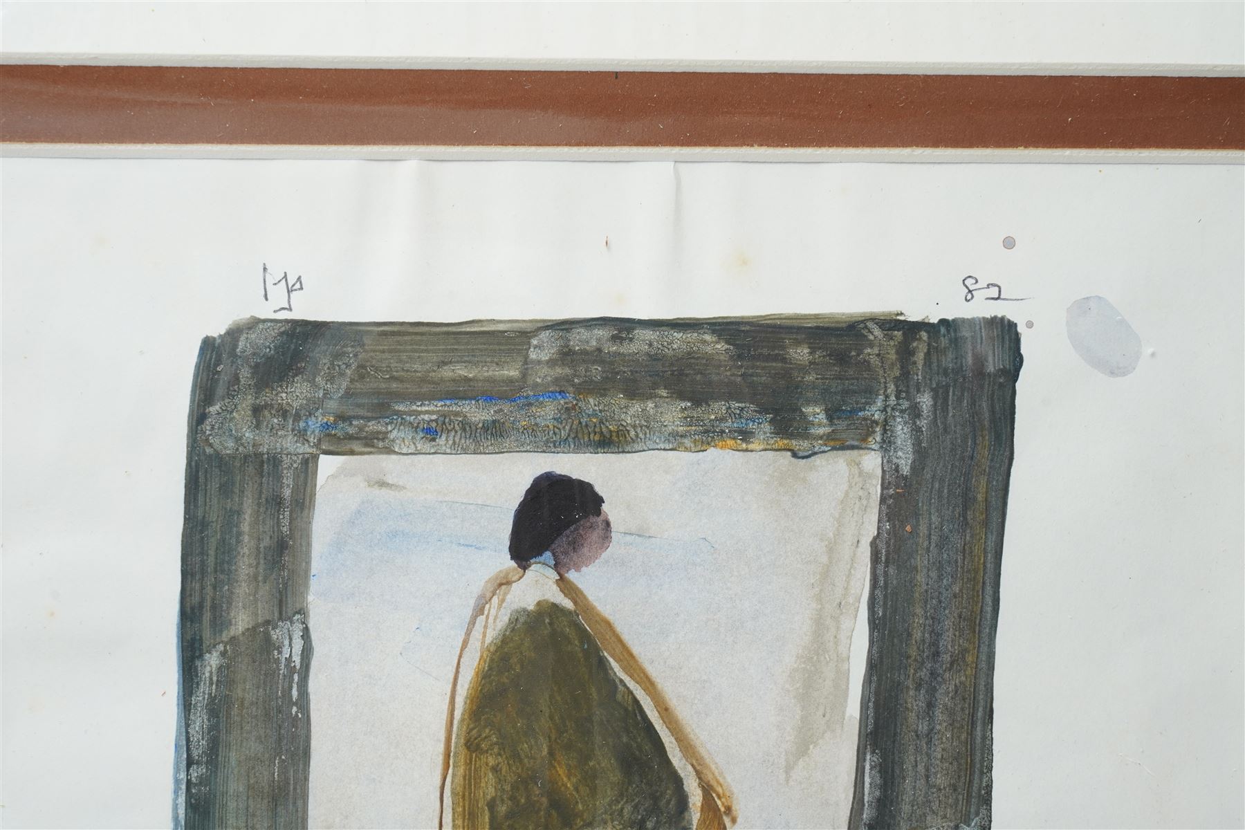 Ivan Peries (Sri Lankan 1921-1988 - Columbo '43 Group): Standing Man, watercolour on paper signed with initials and dated '82, 29cm x 19cm (unframed) 
Notes: Ivan Peries was a founding member of the '43 group, a 20th century modern art group in Columbo (previously British Ceylon) in the mid-20th century. This picture was part of a large series of similar works produced by Peries and begun in 1982, they are all dated '82 regardless of the production date in order to preserve continuity. The V&A museums contains three very similar works part of this series. 
Provenance: The vendor was a very close friend of the artist and his family. These works were acquired from the wife of the artist - Veronica Peries, during the time she lived at Southend on Sea - UK. 