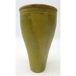  Treston Holmes, Klive Pottery tapered vase with incised decoration, H21cm   