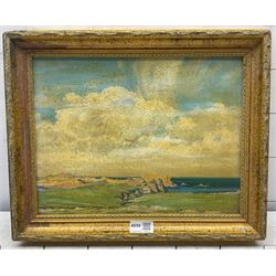 Arthur Bowmar Porter (Jersey 1876-1960): Sea from the Clifftop, oil on board unsigned, attributed verso 26cm x 34cm