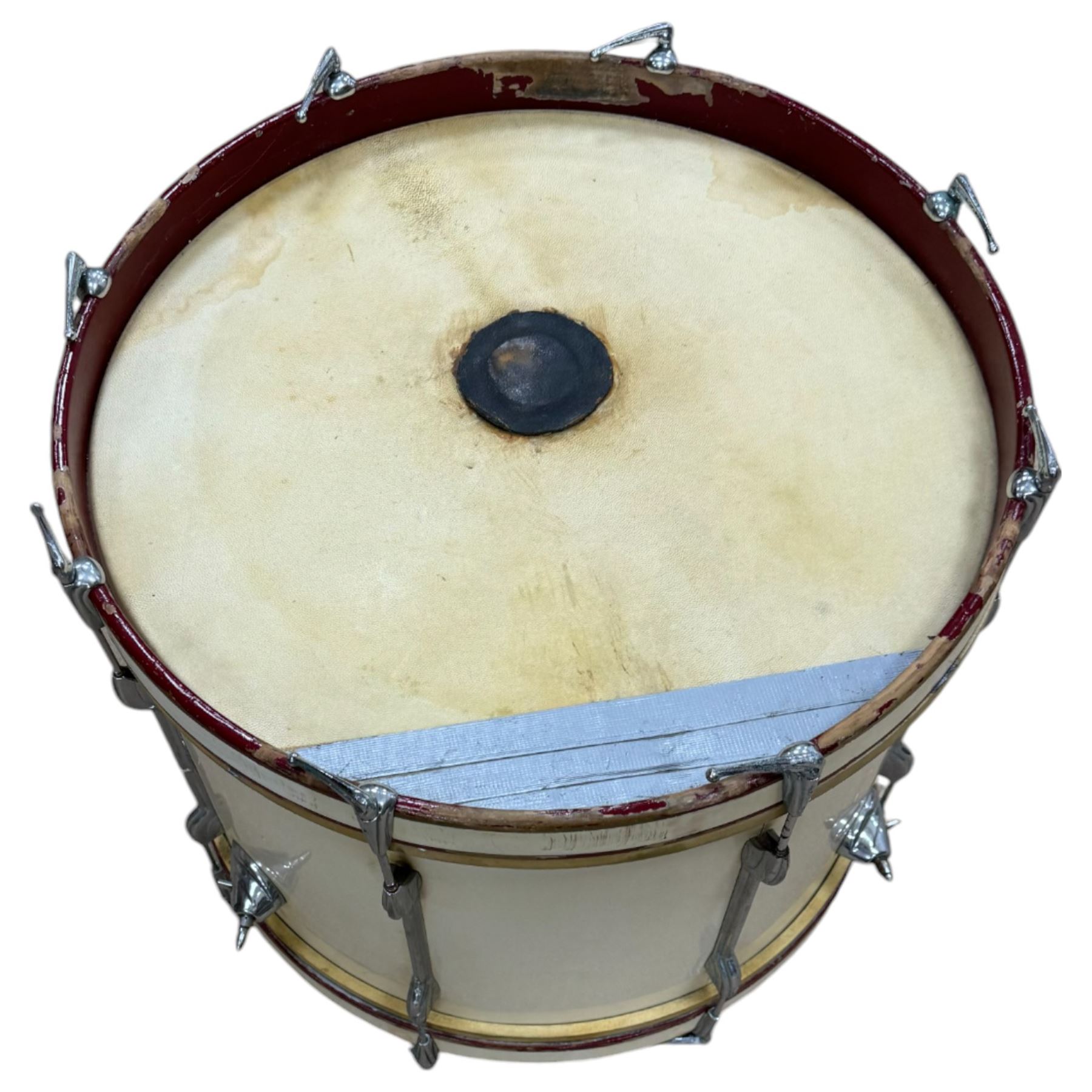 1950s Premier drum kit, owned by Ken Golder the original drummer in the John Barry Seven, comprising bass drum, floor tom, mounted tom, two bongos, Zildjian high hats and ride cymbal, Superzyn crash cymbal and stands, with some original receipts for the kit addressed to Mr Golder

