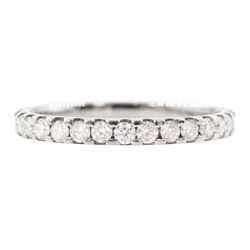 Platinum round brilliant cut diamond half eternity ring, hallmarked