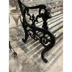 Black painted cast iron and wood slatted garden bench  - THIS LOT IS TO BE COLLECTED BY APPOINTMENT FROM DUGGLEBY STORAGE, GREAT HILL, EASTFIELD, SCARBOROUGH, YO11 3TX