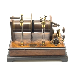 Victorian induction coil by John Browning 63 Strand London, on walnut and ebonised base with maker's plaque L33.5cm