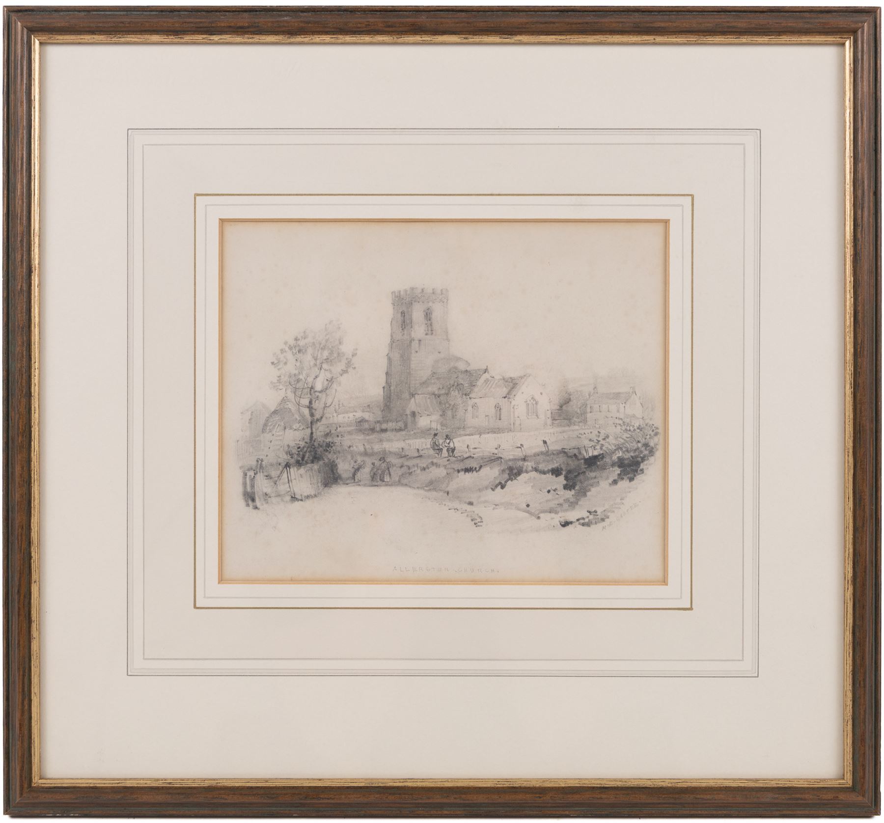 Henry Barlow Carter (British 1803-1867): 'Allerston Church' near Pickering, pencil sketch signed and titled 15cm x 18cm 