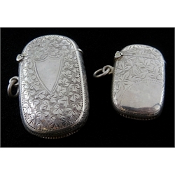  Victorian silver vesta case by Joseph Gloster, Birmingham 1900 and a smaller case by the same hand (2)  