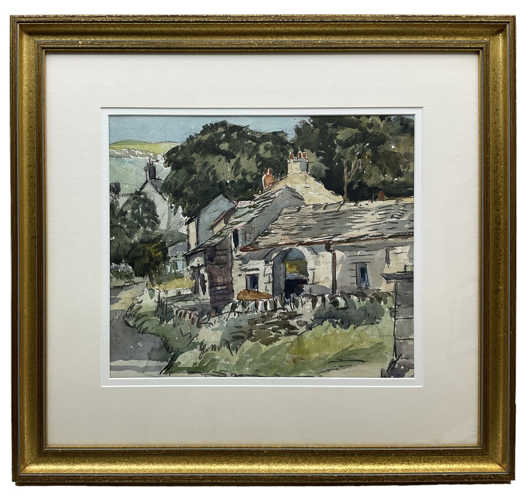 Leonard Orsini Bussey (Northern British 1905-1994): 'Thorpe in the Hollow', watercolour signed with initials (beneath the mount) 35cm x 40cm