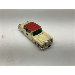 Twenty unboxed and playworn die-cast models including Dinky Guy van Golden Shred, Buick Riviera, Austin A105, Hillman Imp etc; Corgi Batmobile, Monkeemobile, Man From Uncle Oldsmobile Super 88, Airborne Caravan, Ford Mustang etc; Spot-On Humber Super Snipe Estate car; Schuco Micro Racer 1038 clockwork Mercedes 220S etc