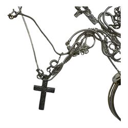 9ct gold Cameo brooch, hallmarked, Pandora necklace, silver necklaces and costume jewellery 