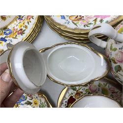 Hammersley Queen Anne pattern, part tea and dinnerwares, to include six dinner plates, five side plates, six soup bowls, teapot, covered sucrier, six teacups and saucers, etc together with six matched dessert plates (40)