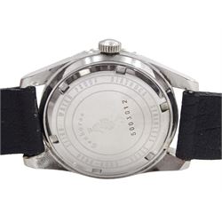 Two Seiko Seahorse gentleman's stainless steel manual wind wristwatch's, one with date aperture, both on leather straps