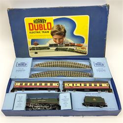 Hornby Dublo - three-rail EDP12 passenger train set with Duchess Class 4-6-2 locomotive 'Duchess of Montrose' No.46232 and tender, two coaches, spanner and track, boxed.