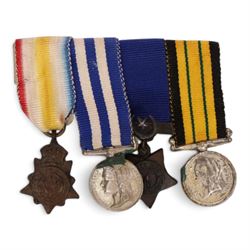 Set of Victorian miniature medals, comprising Kabul to Kandahar Star,  Egypt medal, Khedive's Star and East and West Africa medal