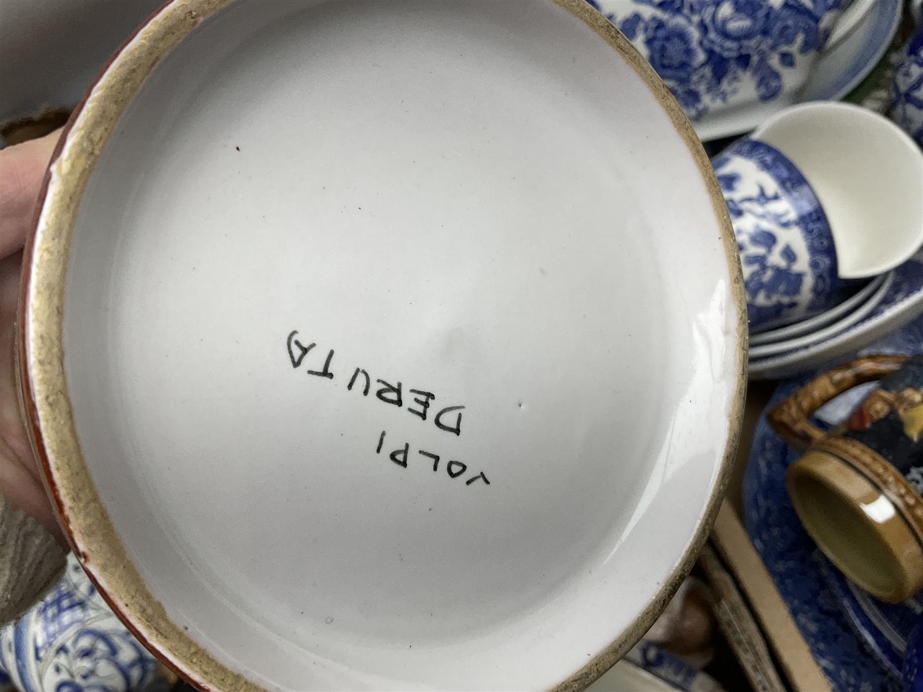 Wedgwood jasperware trinket box, commemorative ware, blue and white ceramics and a collection of other ceramics and collectables in five boxes