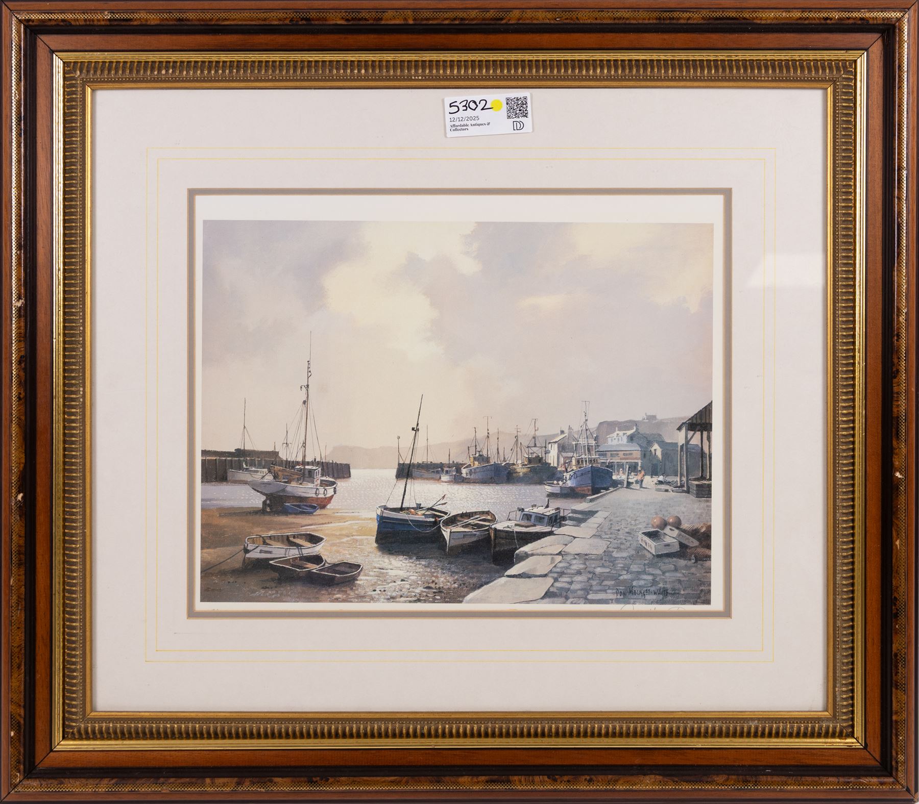 After Don Micklethwaite (British 1936-): Harbour Scenes, two signed prints in matching frames, overall 60cm x 70cm (2)