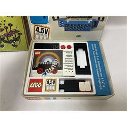 Fischer Technik/Lego/Playmobil - thirteen model building sets comprising eight Fischer Technik sets 50, 50/1, 50v, 50/2, 50+mot1 and two 50S, 50/1 add-on pack, with spare parts packs 01, 03, 05, two 22 and 30; two Lego sets comprising C107 and Lego Systems 103, part-set 870 and 970; Playmobil no.3520 set; four boxes of loose lego, various instruction manuals and a scrapbook 