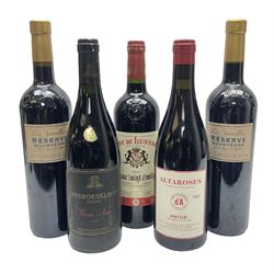 Mixed wine, comprising two bottles Les Jamelles 2009 Reserve Mourvedre, 750ml 13.5% vol, Joan d'Anguera 2015 Altaroses, 75cl 14% vol, Roc de Lussac 2010, Lussac-Saint-Emilion, 750ml, 14% vol and Rhebokskloof, 1997 Gamay Noir, 750ml, 13.5% vol (5)