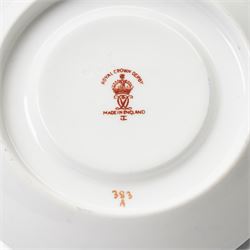 Six Royal Crown Derby coffee cans and saucers, pattern 383, together with six Aynsley coffee cans and saucers