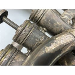 Boosey & Co silver plated 'Solbron' Class A Tuba c1920, serial number 102760, with compensating pistons and foliate engraved decoration H106cm 