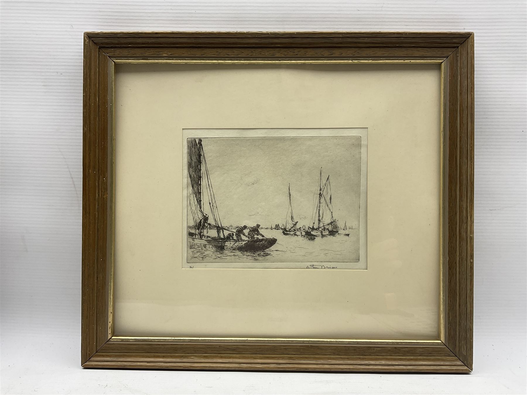 Arthur John Trevor Briscoe (British 1873-1943): Oyster Dredging, limited edition etching signed and numbered 56, 12.5cm x 17cm 