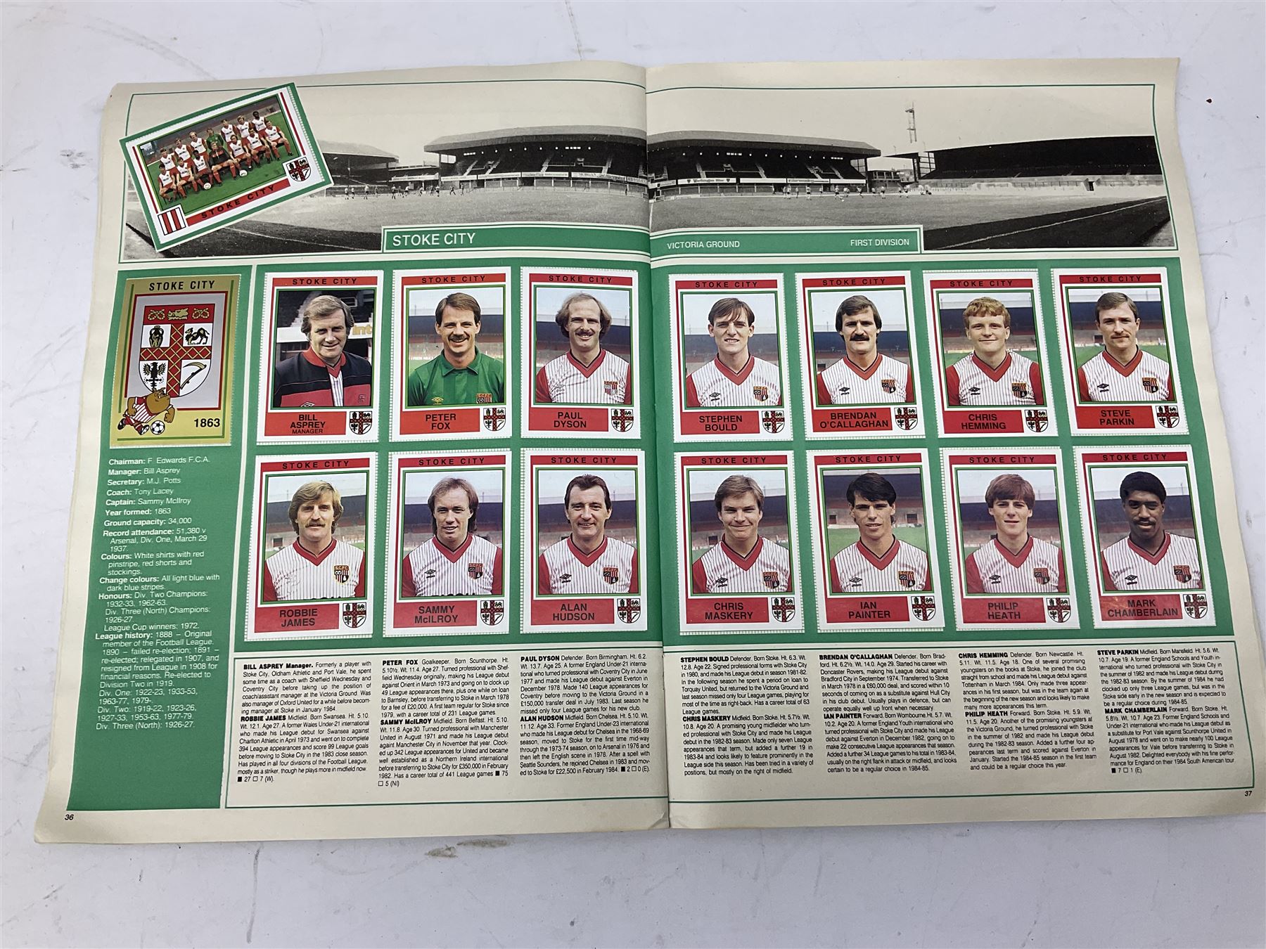 Four 1980s Panini's Football sticker albums for 1981,1983, 1984 & 1985