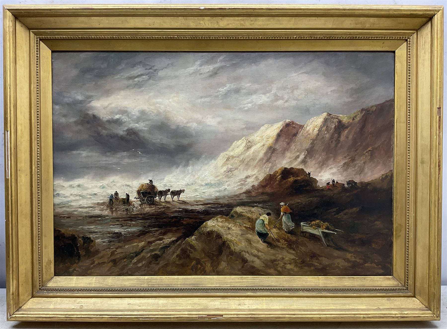 Sarah Louisa Kilpack (British 1839-1909): Collecting Seaweed on the 'Guernsey' Coast, oil on canvas signed, titled verso 50cm x 75cm