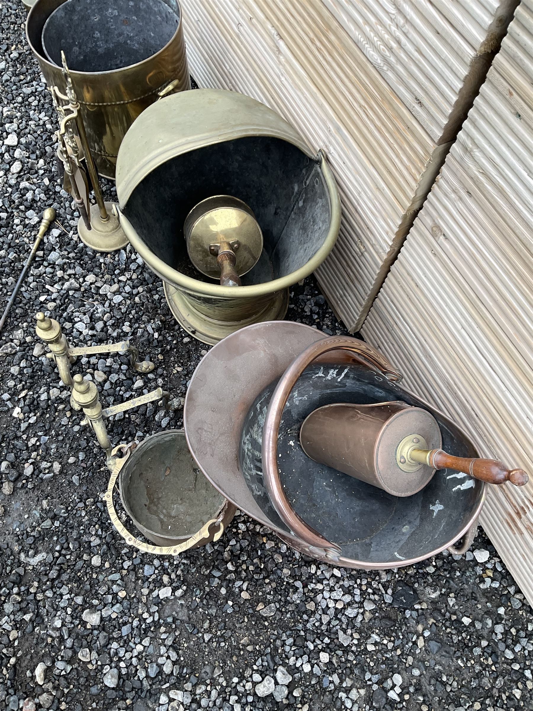 Collection of metal ware - copper coal scuttle, brass coal scuttle etc. - THIS LOT IS TO BE COLLECTED BY APPOINTMENT FROM DUGGLEBY STORAGE, GREAT HILL, EASTFIELD, SCARBOROUGH, YO11 3TX