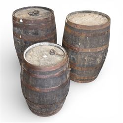 Three Rustic oak coopered barrels