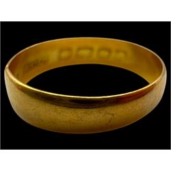 22ct gold wedding band and a 9ct gold wedding band, both hallmarked