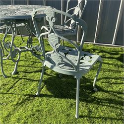 Painted cast aluminium circular garden table, and four chairs - THIS LOT IS TO BE COLLECTED BY APPOINTMENT FROM DUGGLEBY STORAGE, GREAT HILL, EASTFIELD, SCARBOROUGH, YO11 3TX