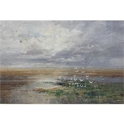 J Booth (British Early 20th century): 'The Coast Near Holywell', watercolour signed and dated 1911, titled on the mount 35cm x 52cm