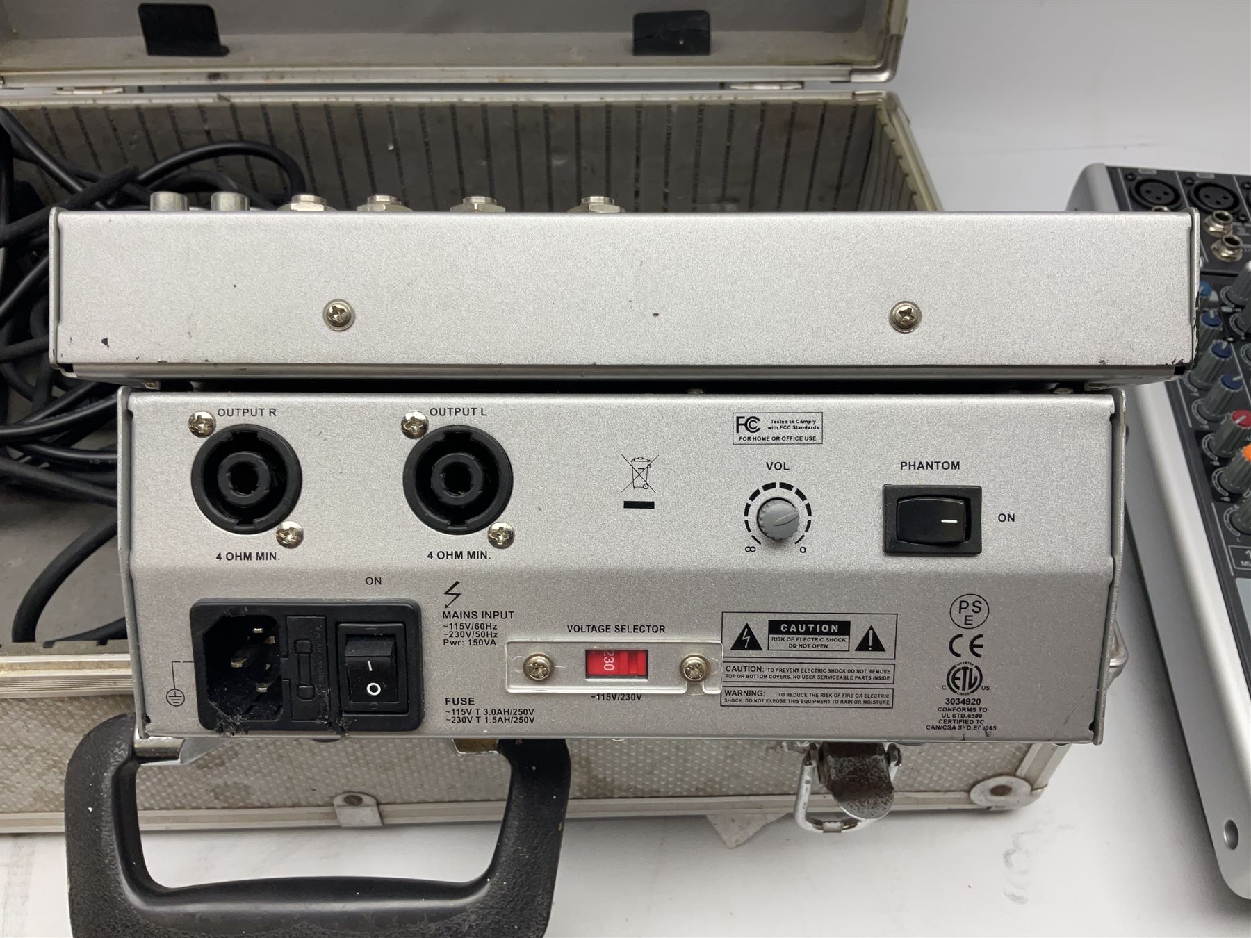 Meridian stage pro AS802ADC mixer, housed in a hard case, Xenyx X1222USB mixer and a Citronic CSL-10 mixing console, boxed (3)