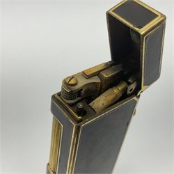 Dunhill Rollagas lighter, in gold plated tortoiseshell pattern case, stamped with AD shield to base and in original brown velvet Dunhill pouch, lighter H6.4cm